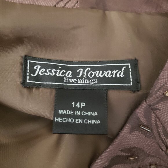NWOT Jessica Howard Evenings Two Piece Elegant Dress Size 14P Brown Beaded - Picture 9 of 10